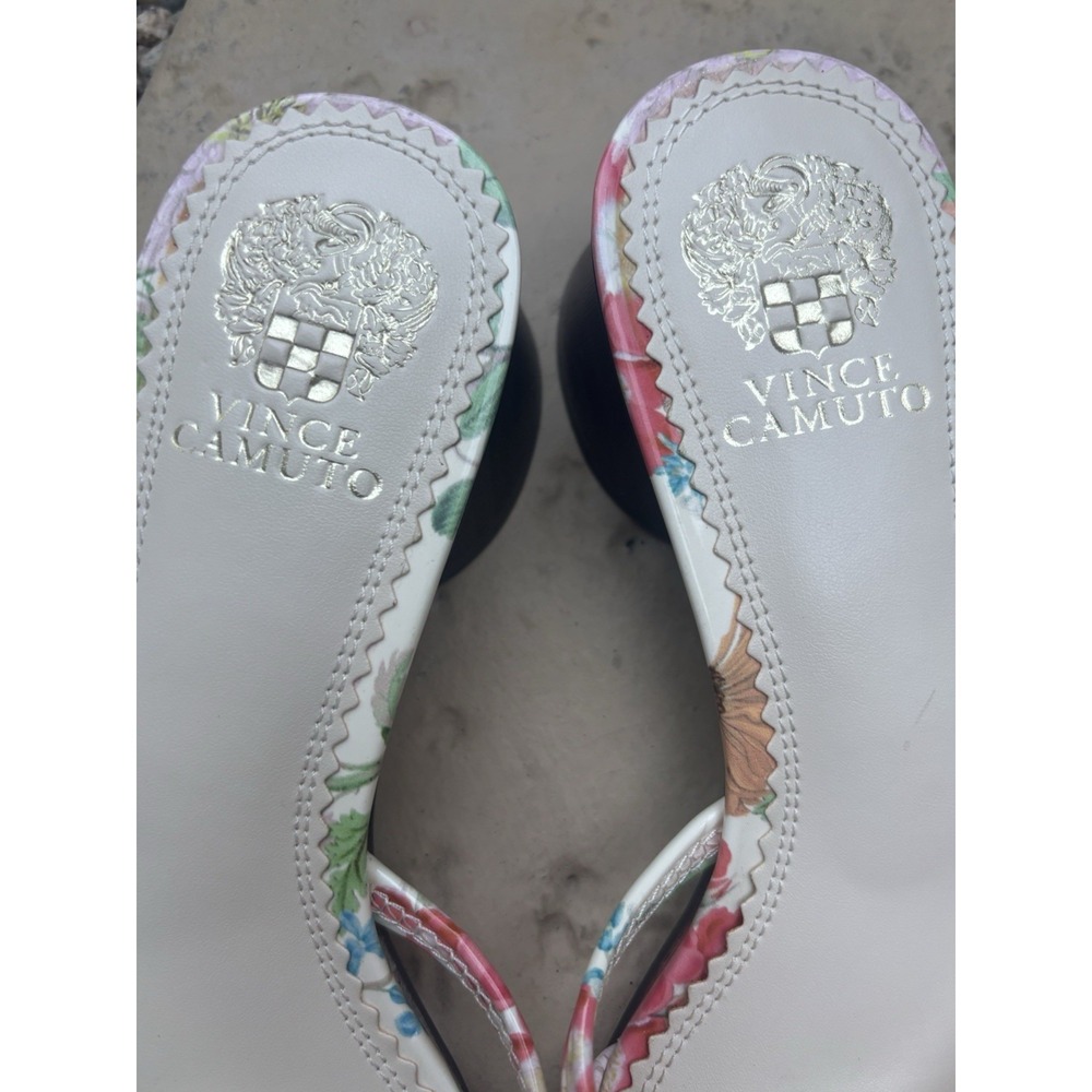 Vince‎ Cameo  6.5 Pastel Floral  Strappy  Block Heel Mule Sandals Braided Wood - Picture 11 of 14
